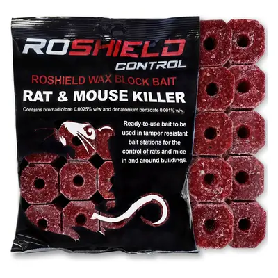 Roshield 3kg Wax Block Bait for Rat & Mouse Killer Poison Control (300g x Packs)