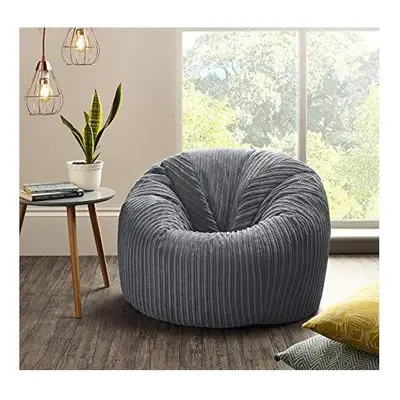 Jumbo Cord Beanbag Chair Grey, Extra Large Bean Bags in Plush grey Jumbo Cord, Great as Beanbag 