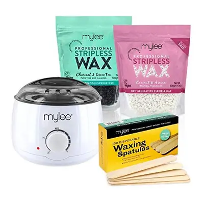 Mylee Professional Waxing Kit with Wax Heater, Hard Wax Beads 500g, Spatulas - Stripless Depilat