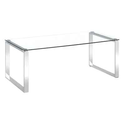 Charles Jacobs Tempered Glass Coffee Table Modern Stainless Steel Lounge Furniture Living Room