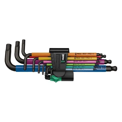 Wera Hex-Plus Hex Key Set SPKL/9 High Torque Mulicolour with Ball-end, Metric Long 1.5 mm-10 mm,