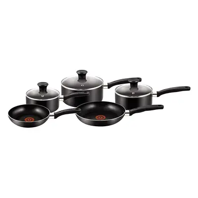 Tefal B372S544 Piece, Essential, Pots and Pans Set, Black, Aluminium