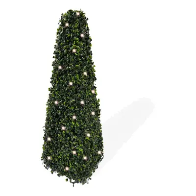 Best Artificial 2ft (60cm) Pre-Lit Pyramid Obelisk Boxwood Tree