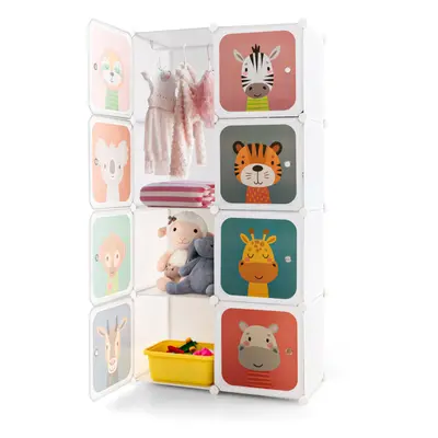 Cute Carton Dresser Children's Storage Organizer 8-Cube Baby Closet