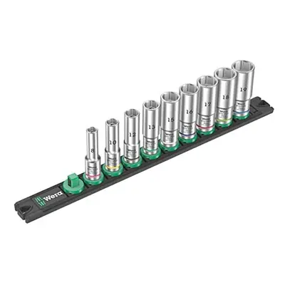 Wera B Deep Socket Spanner Insert Set 3/8 Inch Drive Pieces, Black