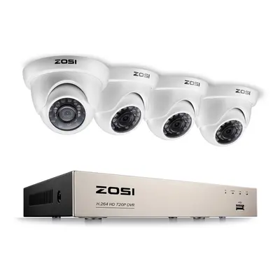 ZOSI Home CCTV Camera System Channel 1080P Lite Surveillance DVR kit and 4x1280TVL Outdoor Dome 