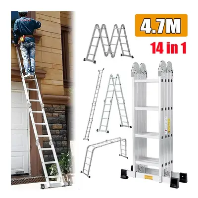 4.7M Aluminium Multi-Purpose Folding Ladder Collapsible Step