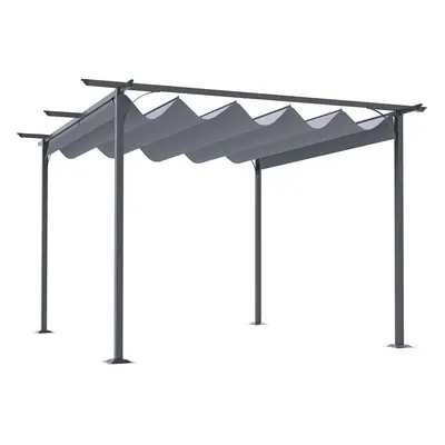 Outsunny 3.5x3.5m Pergola Metal Gazebo Backyard Porch Awning Retractable Canopy