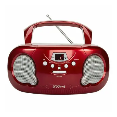 Groov-e Original Boombox Portable CD Player with AM/FM Radio and 3.5mm Aux-In GVPS733 - Red