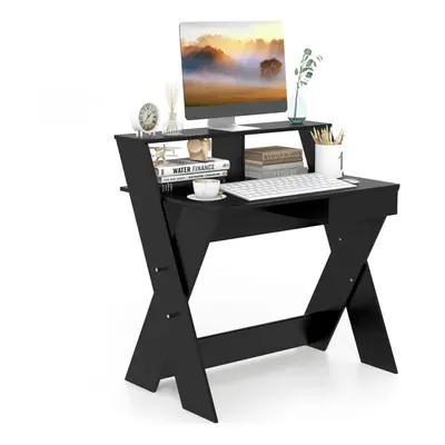 Wooden Computer Desk Home Office Writing Desk with Monitor Stand Riser X-shaped