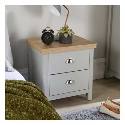 Grey Oak Bedside Cabinet Drawer Lamp Side Table Night Stand Avon Two Tone