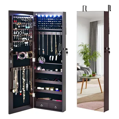 Lockable Jewelry Storage Cabinet Standing Hanging Full Length Mirror