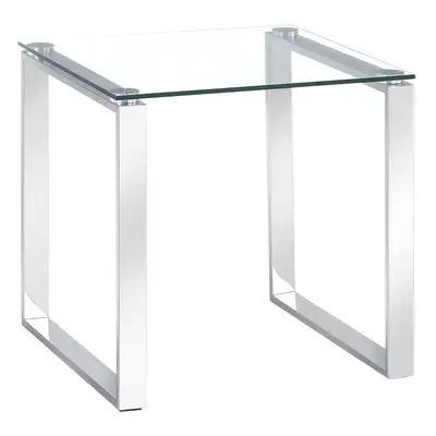 Charles Jacobs Tempered Glass End Table Coffee Side Stainless Lounge Living Room Furniture