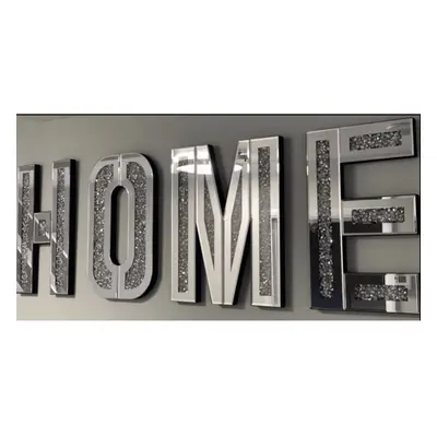 Mirrored Diamond Crushed Crystal Mirror Diamond HOME Letters Wall Art