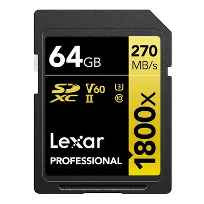 Lexar SDXC Professional 1800x UHS-II Flash Memory Card 64GB