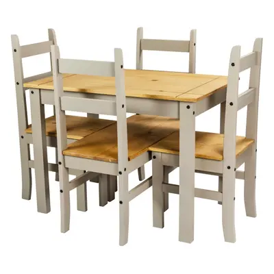 Corona Grey Wax Budget Dining Set Solid Pine Furniture