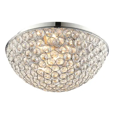 Flush Bathroom Ceiling Light Crystal Bead Dome Shade IP44 Round Lamp Bulb Holder