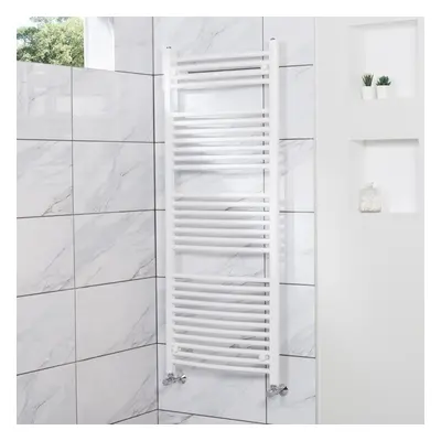 Fjord x 600mm Curved White Heated Towel Rail