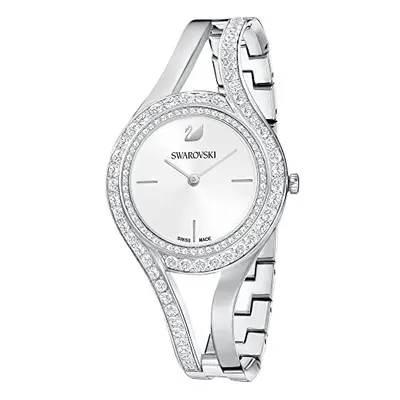 Swarovski Women's Eternal Watch Silver-Tone Bracelet Watch with Bezel Cutouts and Swarovski Crys