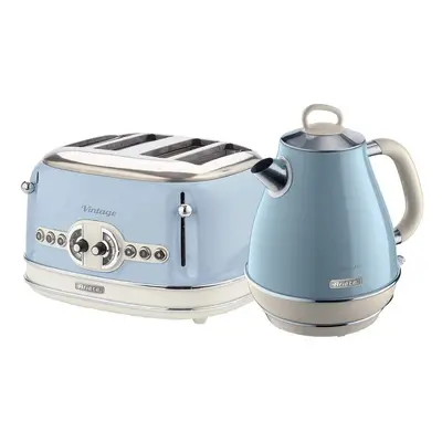 Ariete ARPK21 Retro Style Jug Kettle and Slice Toaster Set, Vintage Design - Blue