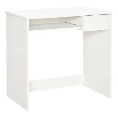 HOMCOM Compact Computer Table w/ Keyboard Tray Drawer Study Office Work, White