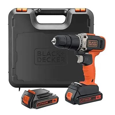 BLACK+DECKER V Cordless 2-Gear Combi Hammer Drill and Kitbox, x 1.5 Ah Lithium-Ion Batteries, BC