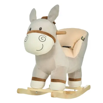 HOMCOM Cute Kids Ride-On Rocking Donkey w/ Sound Handlebars Seat Belt Plush Body