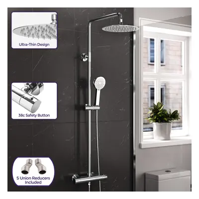 Modern Round Exposed Thermostatic Mixer Shower Set With Shower Head and Handheld