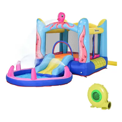 Outsunny Bouncy Castle w/ Slide Water Pool Trampoline, Blower 3.6 x 1.75 x 1.8m