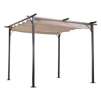 Outsunny Steel Pergola Gazebo | Outdoor Retractable Canopy