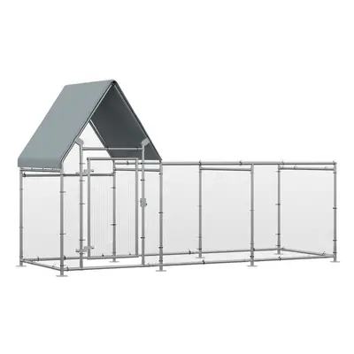 PawHut Walk In Chicken Run Large Outdoor Chicken Cage Coop w/ Cover x x 1.7m