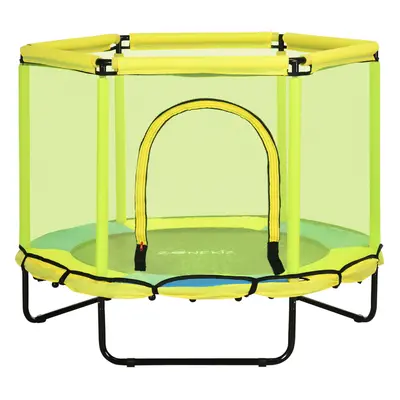 ZONEKIZ 4.6FT Trampoline with Enclosure Net Bungee Gym, Yellow