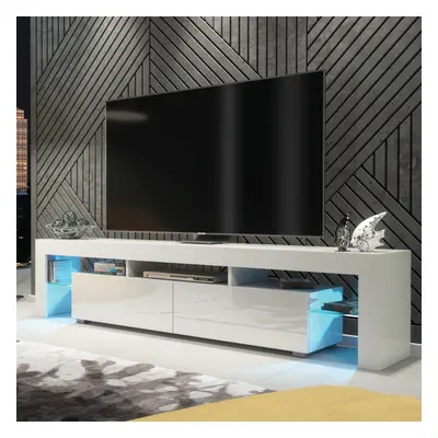 TV Unit 200cm Cabinet TV Stand Living Room High Gloss Doors - White