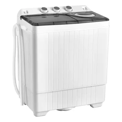 26lbs Portable Semi-automatic Twin Tub Washing Machine W/ Drain Pump