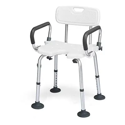 CASART Shower Chair, Height Adjustable Bath Stool with Removable Back and Arms, Non-Slip Bathroo