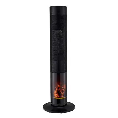 Tall Tower Fan Oscillating Heater with Fireplace Electric LED Remote