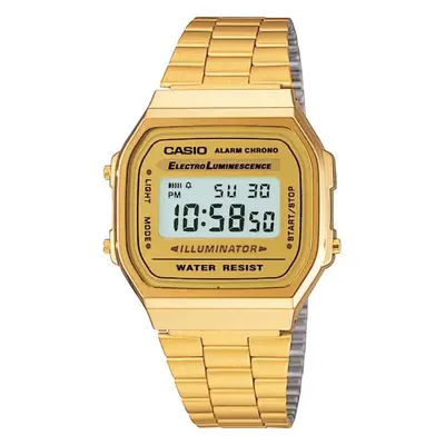 Casio Men Quartz Watch Grey Dial Digital Display - Gold Stainless Steel Strap