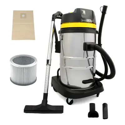 Vacuum Cleaner Wet & Dry Industrial Extra Powerful Stainless Steel 50L Hoover