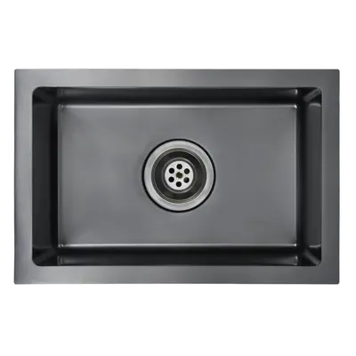 vidaXL Handmade Kitchen Sink Black Stainless Steel Under-mount Kitchen Basin