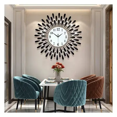 Large Diamante Metal Crystal Modern 3D Wall Clock for Living Room 60cm