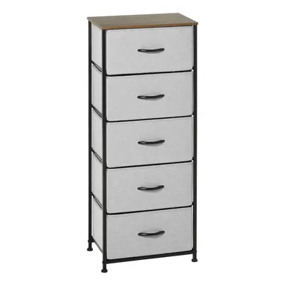 HOMCOM Drawer Fabric Chest of Drawers w/ Wooden Top for Hallway Grey