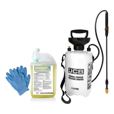 RootBlast 360g/L Glyphosate 1L Weedkiller with integral measuring device - JCB 5L Pump Sprayer -