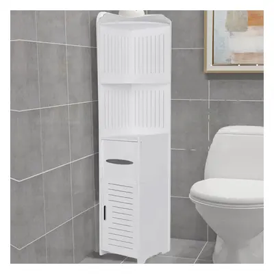 Modern Bathroom Corner Cabinet Floor Standing Storage Tall Cupboard White