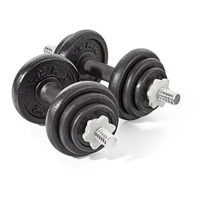 York Fitness kg Cast Iron Spinlock Dumbbell - Adjustable Hand Weights Set (Pack of 2) - Black