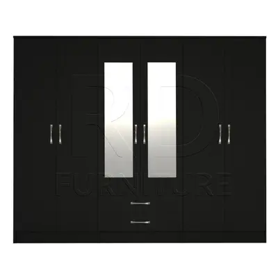 Ready assembled Classic Door Mirrored Wardrobe Black