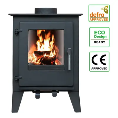 5KW Multifuel Stove Log Wood Burner Heating Fireplace Black Defra Approved Eco Design