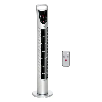 HOMCOM 78.5cm Oscillation Tower Fan with Remote Control 40W 3-Speed Wind Silver