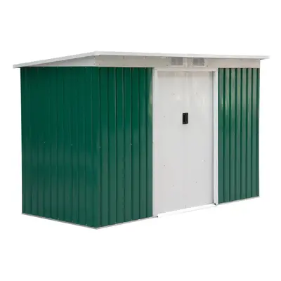 Outsunny x 4FT Metal Garden Storage Shed w/ Door, Dark Green