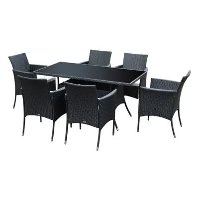 7pc Outsunny Outdoor Dining Rattan Garden Furniture Set