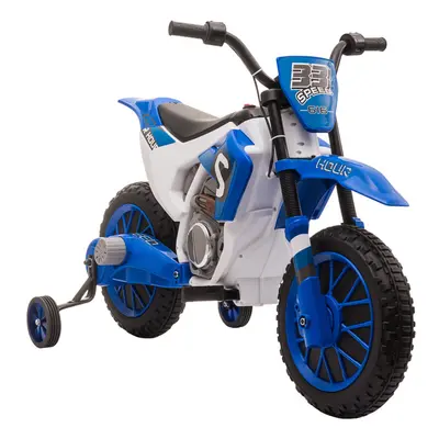 HOMCOM 12V Kids Electric Motorbike Ride-On Motorcycle w/ Training Wheels - Blue